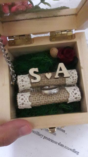 Kotak Cincin Kayu Segi 4 Gold | Ring Box Wedding Engagement