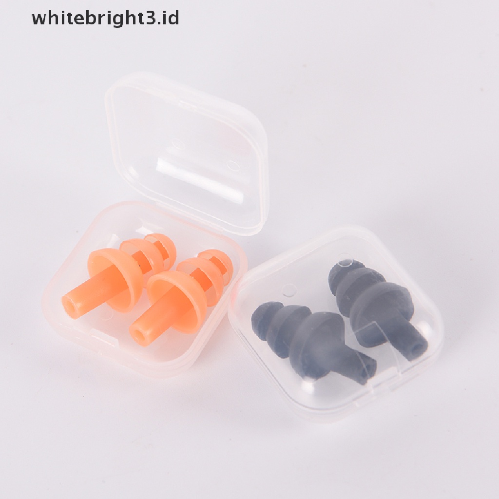 (whitebright3.id) Earplugs / Penyumbat Telinga Bahan Silikon Lembut Reusable Untuk Tidur / Berenang / Kerja