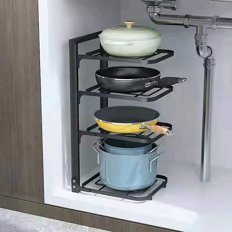 kitchen pot holder multi-layer storage rack Narrow slot frame countertop corner put the pot under sink cabinet Internal storage