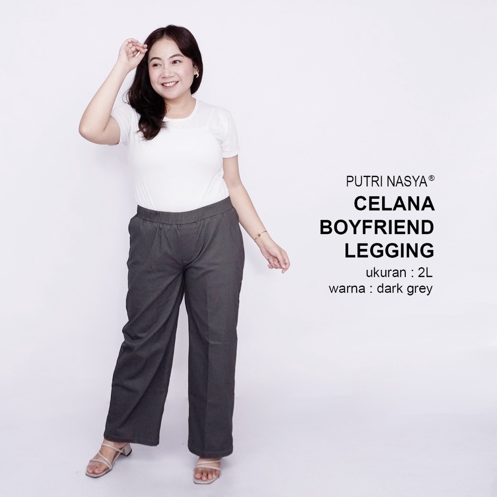 Putri Nasya - Celana Big Size Panjang Ukuran 8L,6L,5L,4L,2L,XL, all size Warna Cream Capucino Moca Hitam Abu Brown Navy Army Dark Grey