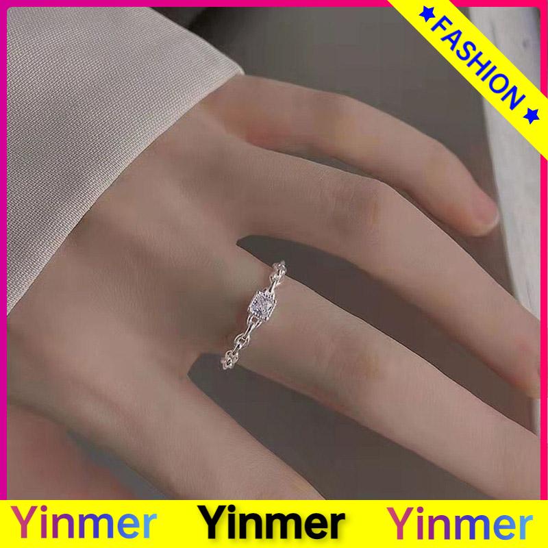 COD✨ Cincin Berlian Persegi Model Terbuka Untuk Wanita-Yinmer