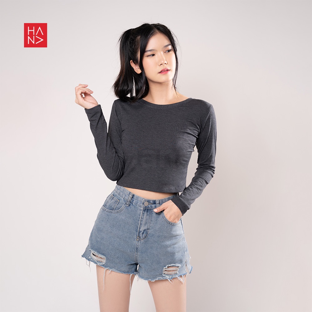 Hana Fashion - Star Twist Back Long Sleeve T-shirt Kaos Lengan Panjang Wanita - TS041