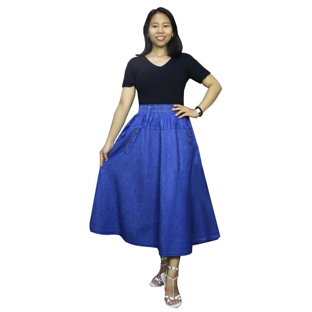 SB Collection Rok Payung Kiranti Midi Jeans Jumbo Wanita