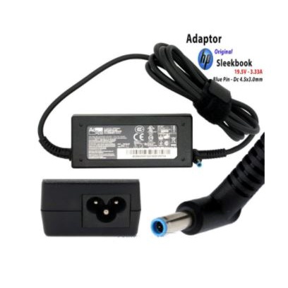 Charger adaptor laptop hp 19.5v 3.33a dc 4.5x3.0mm blue pin 65w for envy pavilion ppp009c - Adapter notebook jarum