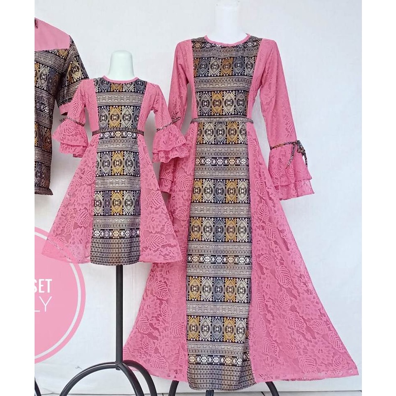 Gamis Bianca Pink Brokat | Gamis Anak Perempuan | Gamis Dewasa | Baju Gamis Couple | Baju Unik | Baju Anak Unik | Gamis Terjangkau | Gamis Keluarga| couple family murah