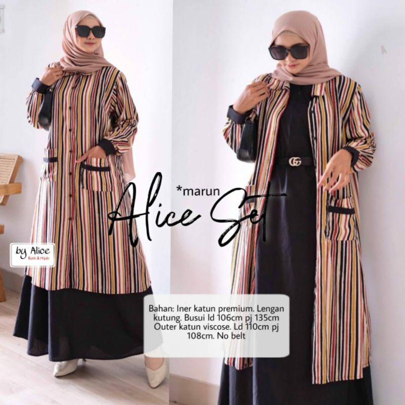 ALICE SET - SETELAN OUTER DRESS - ONE SET GAMIS OUTER