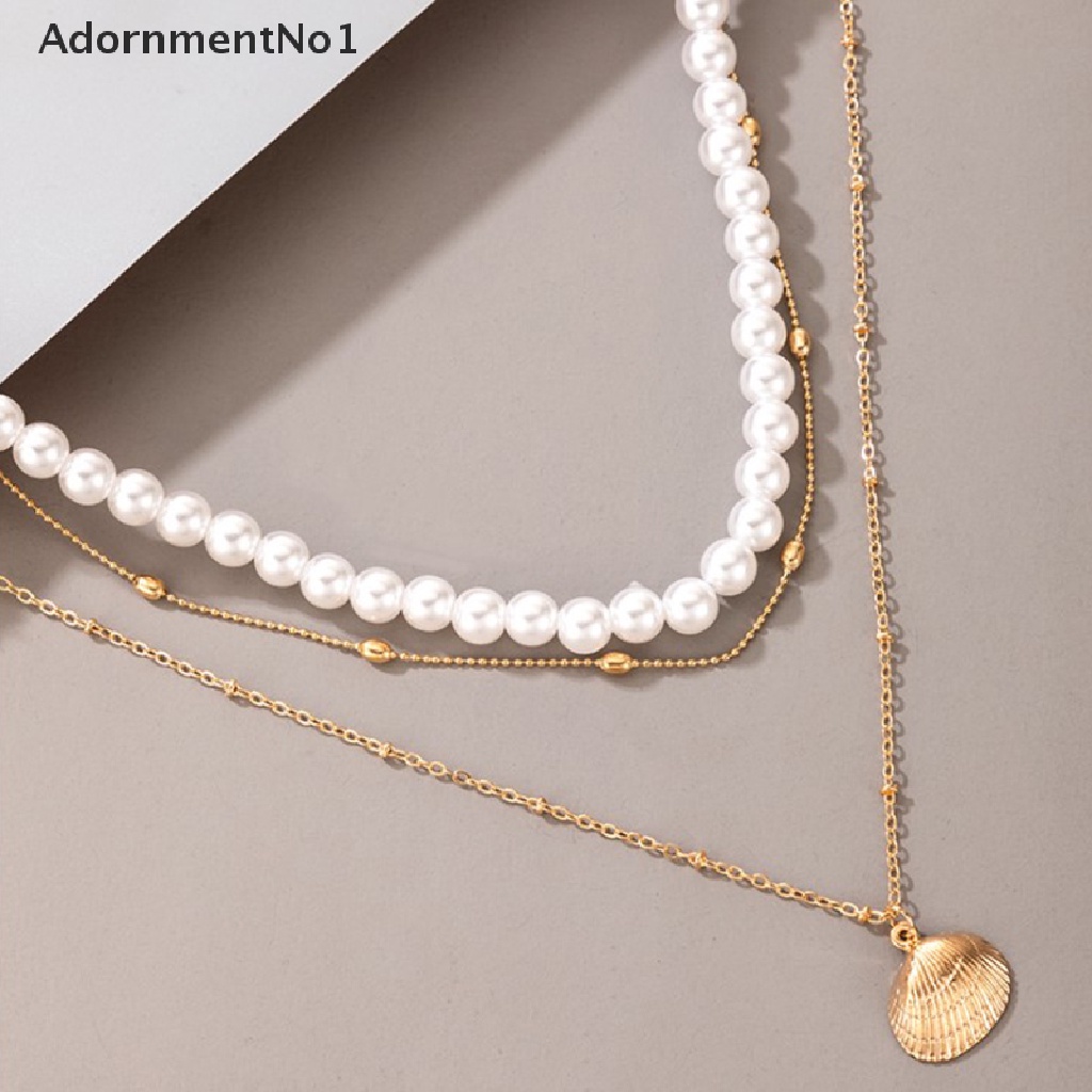 (AdornmentNo1) Kalung Rantai Dengan Liontin Bintang + Hati + Kerang + Mutiara Untuk Wanita / Musim Panas