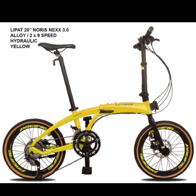 Sepeda lipat noris nexx 3.0 yellow green