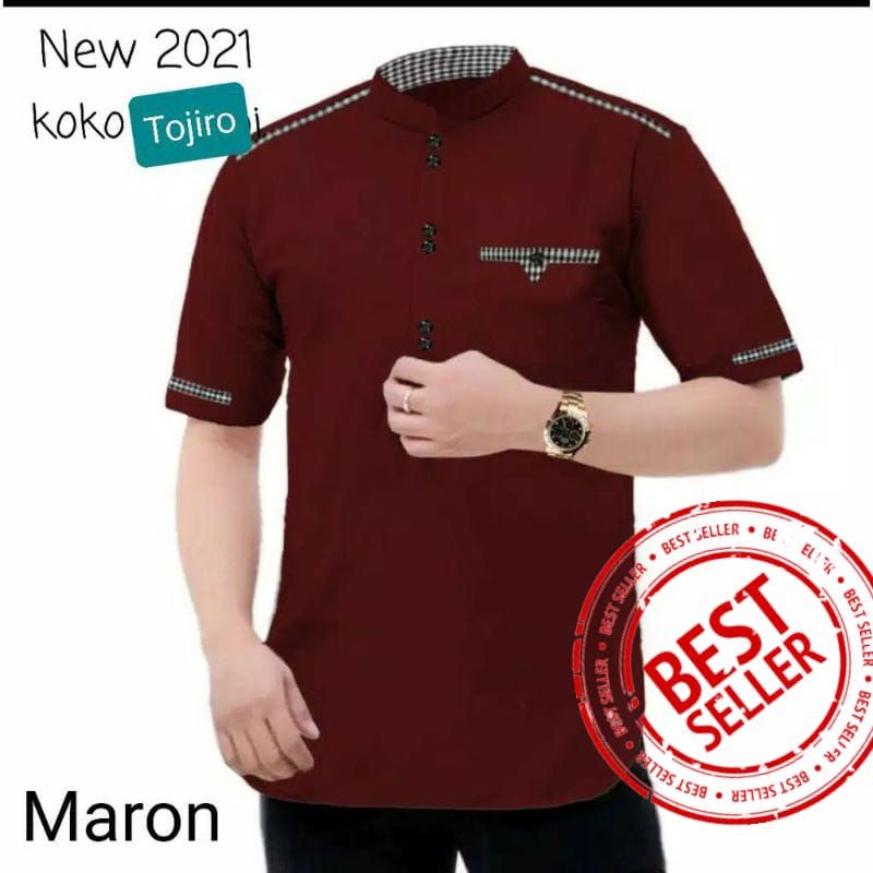 [TERLARIS]Baju Koko tajiro Pakain Muslim Pria Dua Saku Kiri Kanan terbaru 2022 Size M L XL XXL