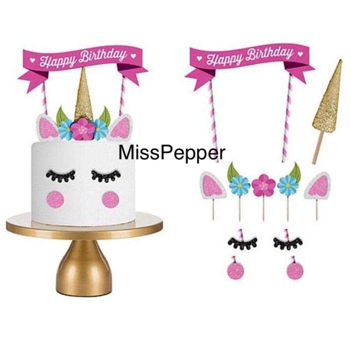 Cake topper hiasan cake unicorn glitter