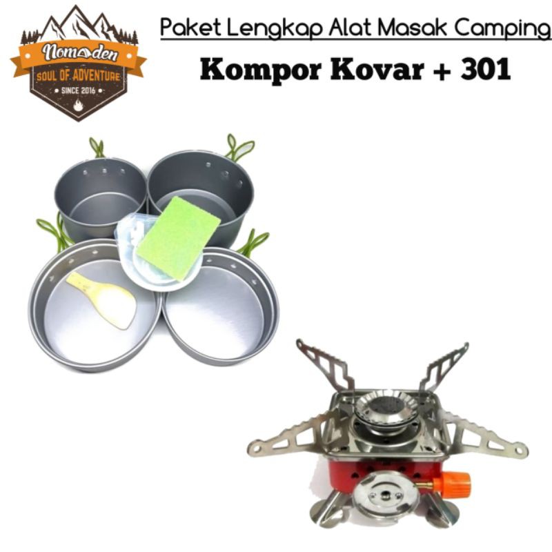 Paket Alat Masak Camping DS/SY301 + Kompor Kovar Portable