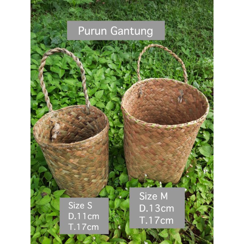 Cover Pot Purun Gantung / Pot Gantung Anyam / Coverpot Anyaman E05