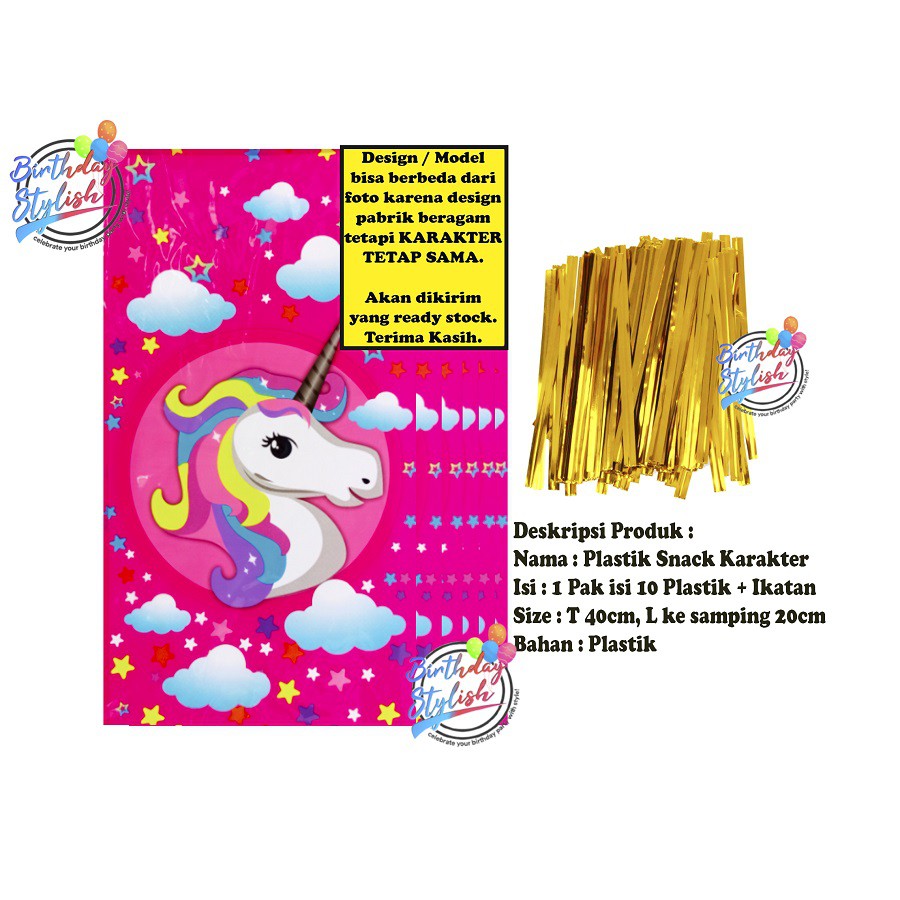 

Plastik Karakter Unicorn Sedang/ Plastik Snek Ultah Pegasus/ Plastik Unicorn Sedang Isi 10 Pcs