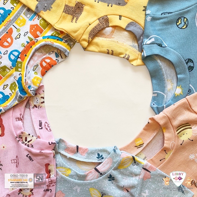 SETELAN  LIBBY NB-XXL / LIBBY EARTH SERIES OBLONG COTTON MOTIF PAKAIAN BAYI LIBBY BABY MOTIF GARDENS BY THE JOY SETELAN PENDEK PANJANG BAJU ANAK