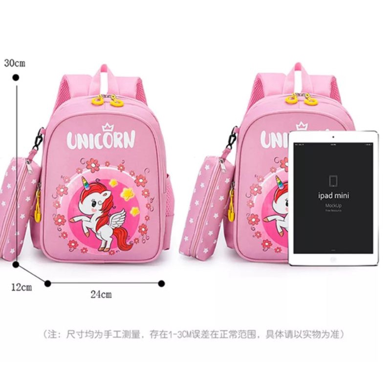 tas ransel sekolah anak perempuan karakter unicorn pul STRIP trendy kekinian