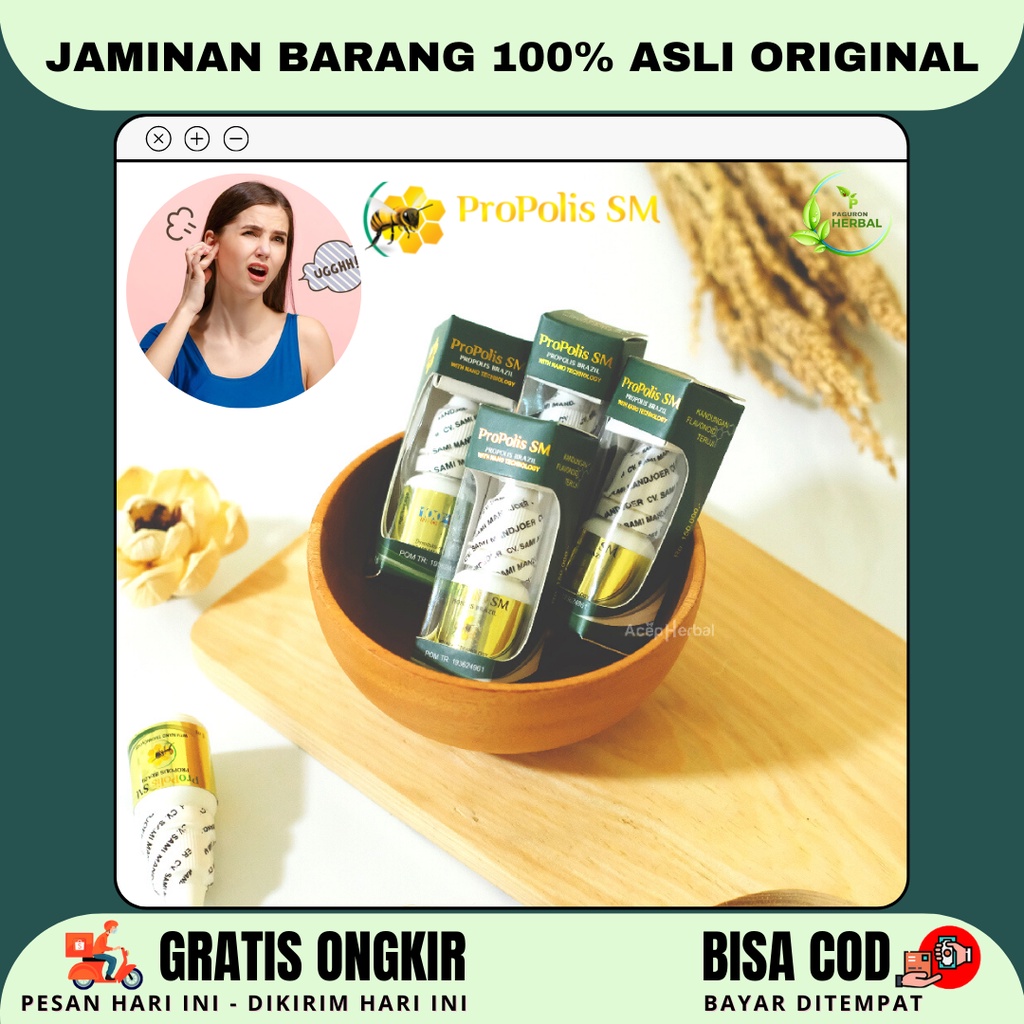 Obat Telinga Berdenging Terus Menerus, Telinga Sakit, Obat Tetes Telinga Propolis SM Brazil