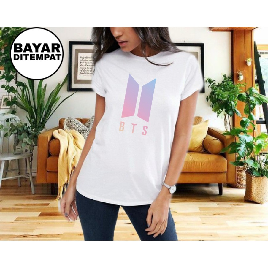 BAJU KAOS DEWASA PRINT BTS ATASAN WANITA DEWASA/BTS LOGO/BANGTAN BOYS/BIGHIT/ARMY/BTS/BAJU MURAH/042