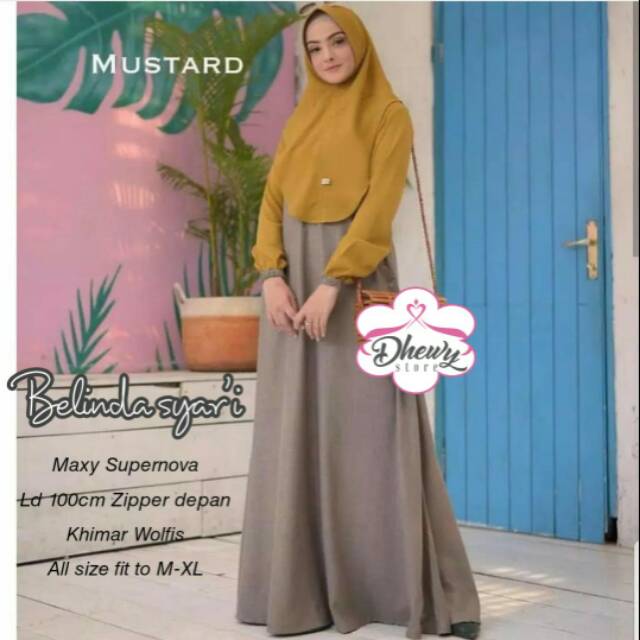 Gamis syari set hijab khimar syari Belinda Syari by Dhewy