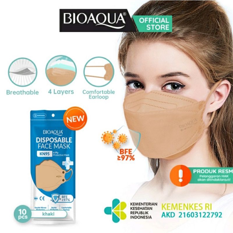 MASKER WAJAH BIOAQUA KN95 4PLY EARLOOP