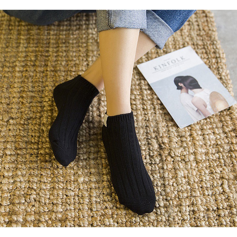 FYGALERYJAKARTA D020 Kaos Kaki Polos Wanita KaosKaki Ankle Pendek Korea Murah Short Socks-Hitam