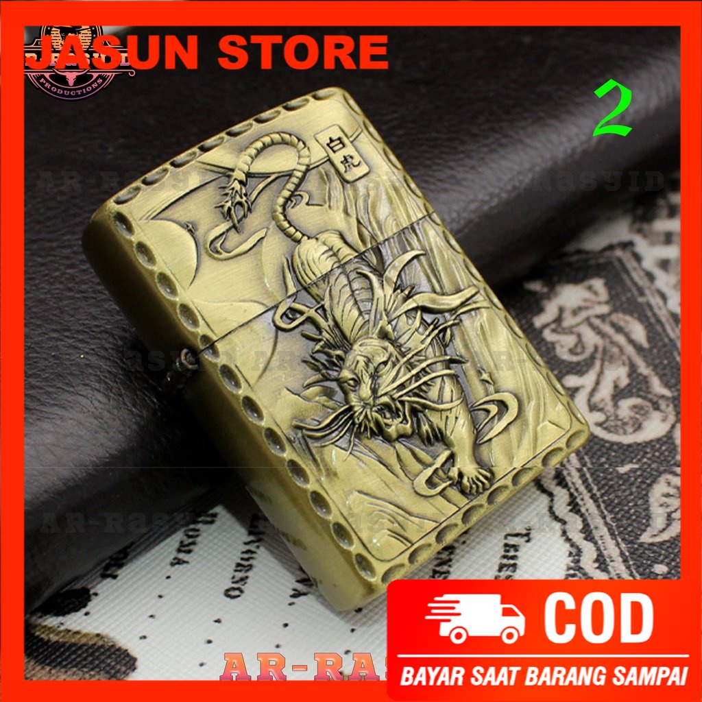 BISA COD! Korek Api Roda Zippo Api Minyak Jiantai Motif Hewan Mytical JTS-701