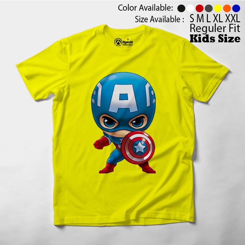 Baju Anak / Kaos Atasan Anak / Kids T Shirt  Baby Marvel Super Hero Chibi Kawaii Captain Amerika