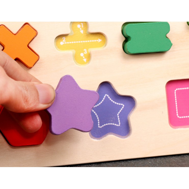 Chunky Puzzle ABC 123 Tracing Wooden Puzzle Anak Puzzle Kayu Jigsaw Puzzle 3D Mainan Edukasi Wooden Puzzle