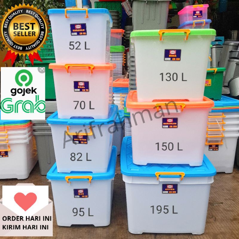 SHINPO-CONTAINER BOX KONTAINER BOX TEMPAT PENYIMPANAN BARANG UKURAN 25-30-45-52-70-82-95-130-150-195 Liter