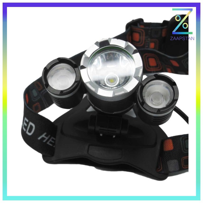 TaffLED Power Headlamp 3 LED 5000 Lumens Cree XM-L - T6 HD-LD - Black