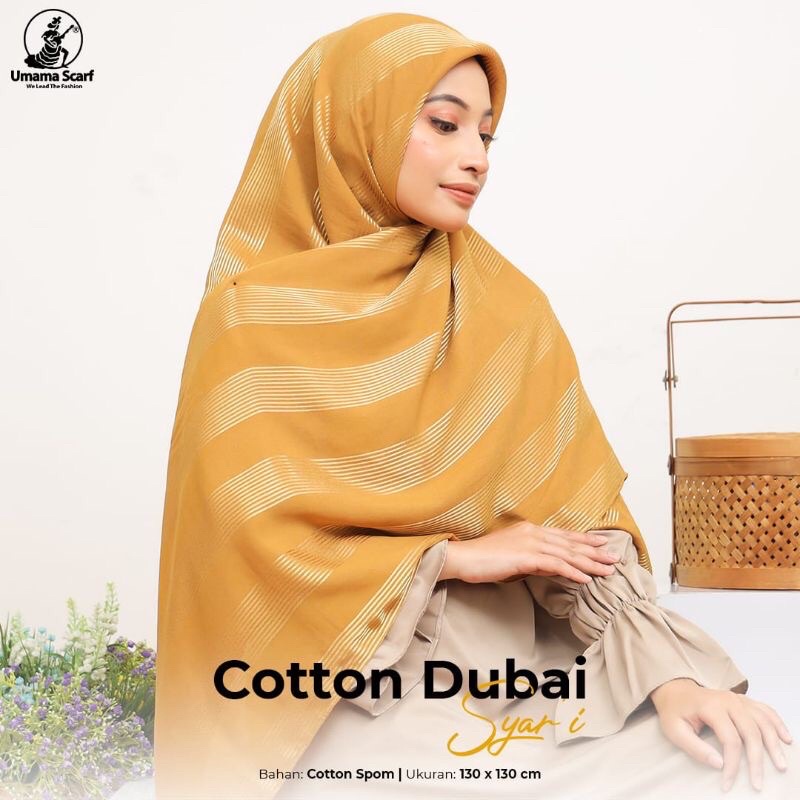 Hijab Square COTTON  DUBAI SYAR'I Original UMAMA Scarf Syari Segiempat 130x130cm