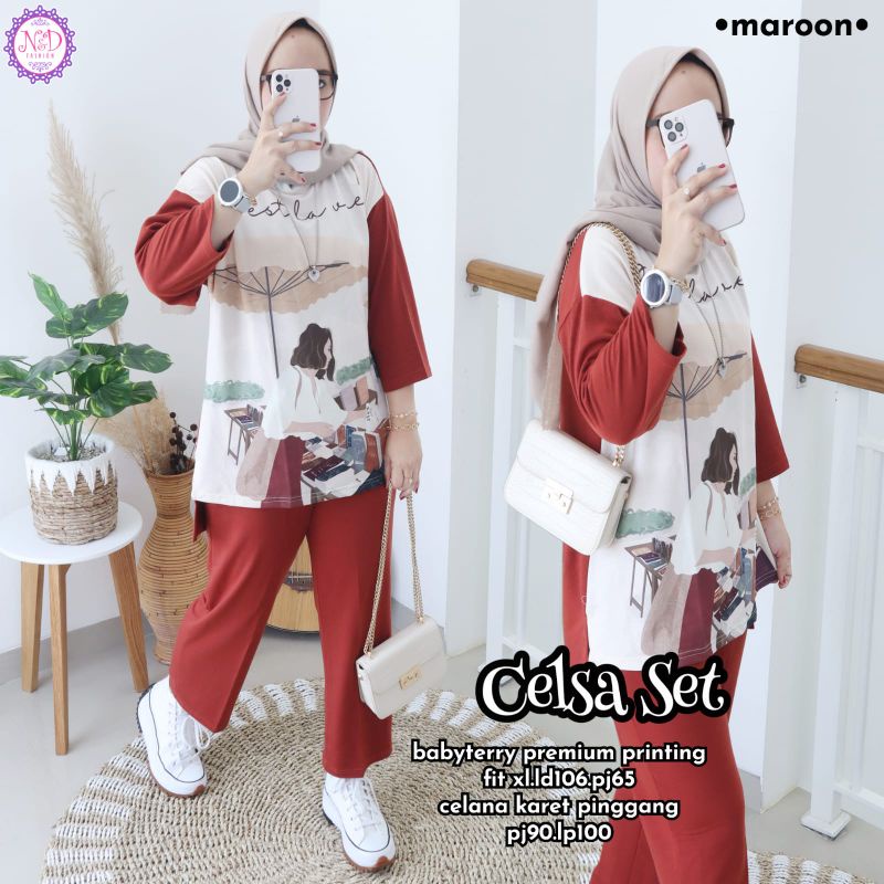 CELSA SET CRINKLE PRINTING WANITA BRAND Z*RA // ONESET WANITA CRINKLE BAJU PRINTING CELANA SEMI CUTB