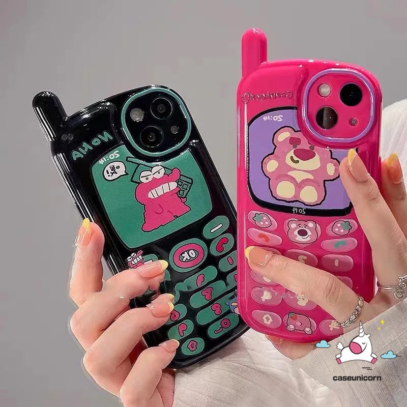 Soft Case Desain Kartun Beruang Buaya Strawberry Untuk iPhone 11 12 13 14 Pro MAX 7 8 Plus X XR XS MAX