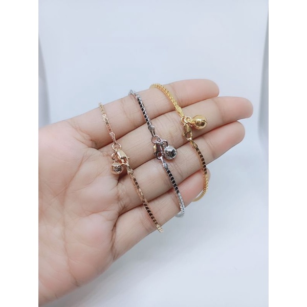 gelang tangan perempuan model Milano kaca 1 bel  perak 925 asli lapis emas putih - perhiasan gelang tangan silver 925 terbaru