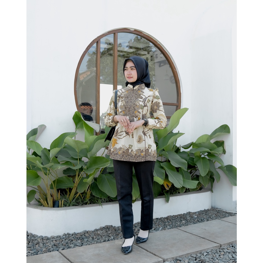 Batik Alina Intana Blouse Baju Batik Wanita Modern S M L XL XXL Atasan Batik Modern Batik Kerja