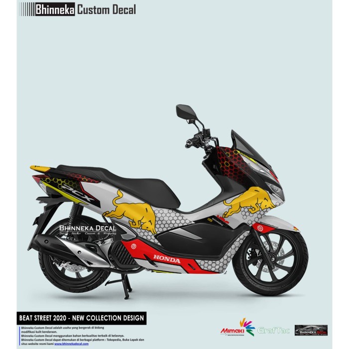 DECAL/STICKER HONDA PCX FULL BODY RED BULL SILVER