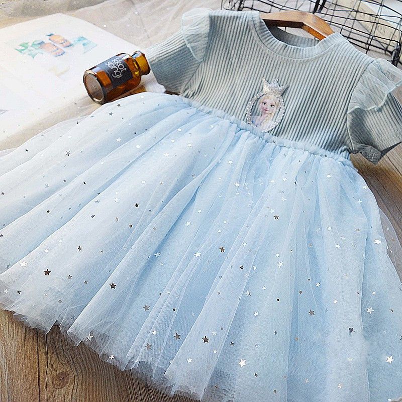 Dress Anak Frozen  Princess Elsa Tutu Heart/Pita Depan Import 1-8 Tahun