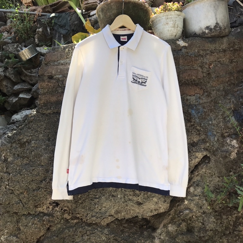Polo Shirt Longsleeve Levis Vintage Size M Second Original
