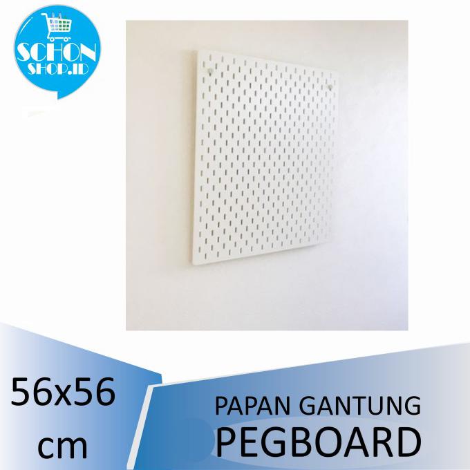 

Papan Dengan Gantungan / PegBoard SKDIS 56x56cm Putih, Coklat - Putih