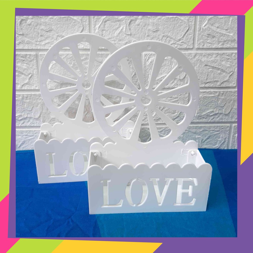 1033D / Pot bunga plastik gantung putih LOVE / Pot bunga tanaman Artificial