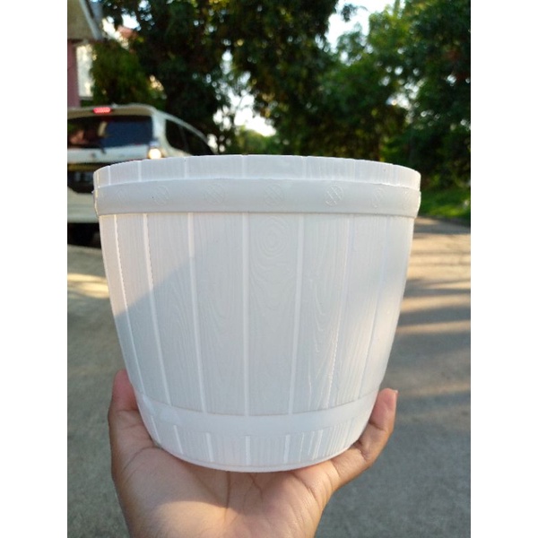 POT BUNGA TANAMAN GENTONG GENTONG 18/POT BUNGA GENTONG MOTIF KAYU 18