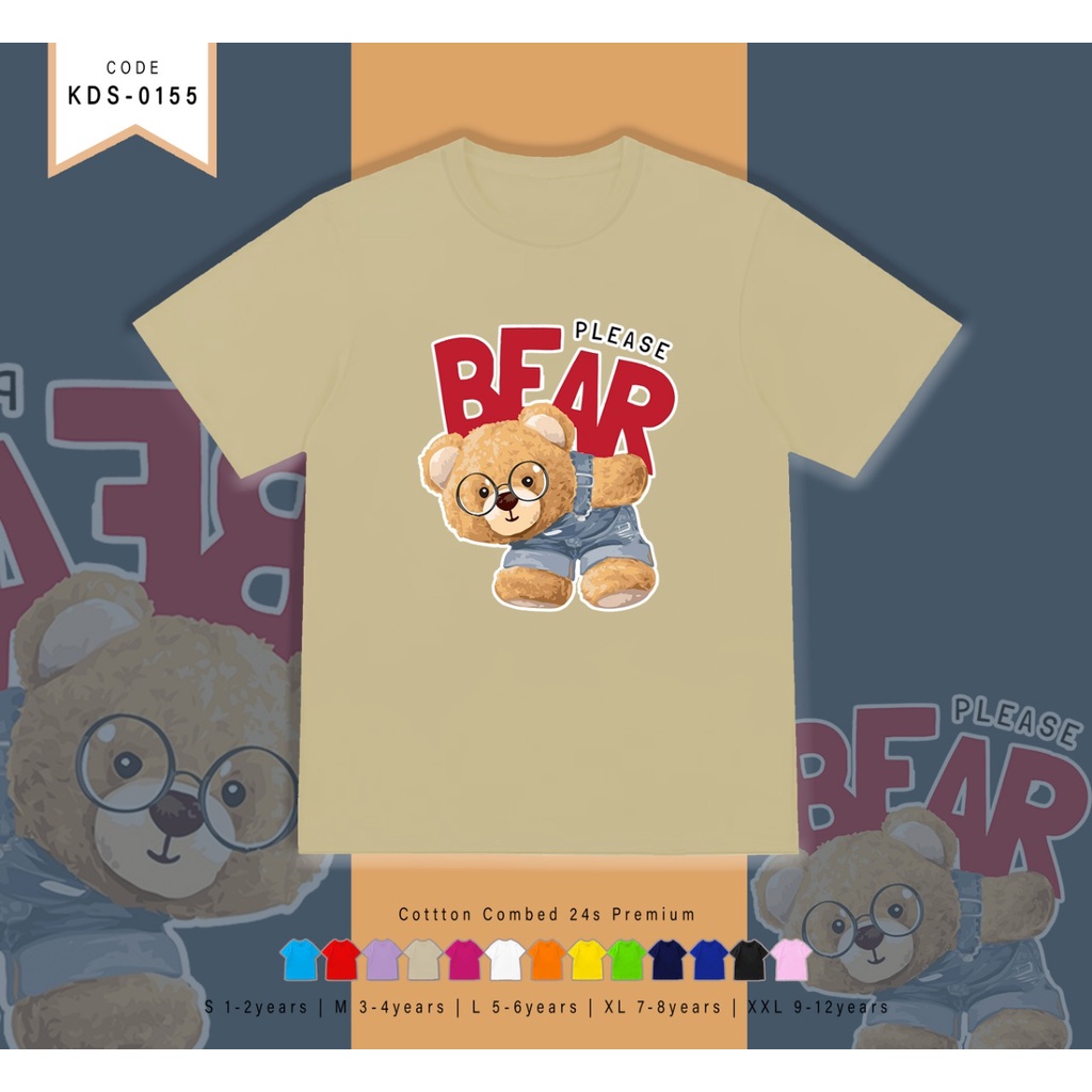 T-SHIRT / KAOS ANAK-ANAK TERMURAH BERGAMBAR BEAR PUNGGUNG - TERIMA CUSTOM KAOS KELUARGA