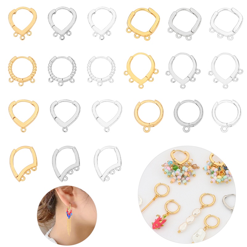 1 Pasang Anting Hoop Bahan Kuningan Untuk Membuat Perhiasan