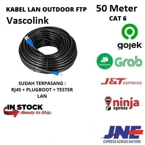 Kabel LAN 50M Vascolink FTP CAT6 Khusus OUTDOOR 50 Meter siap pakai