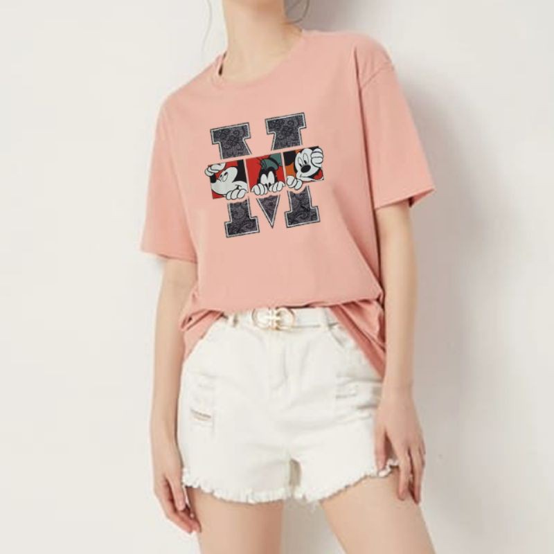 M FOR MICKEY / TERMURAH BAJU KAOS KATUN WANITA LENGAN PENDEK / TUMBLR TEE