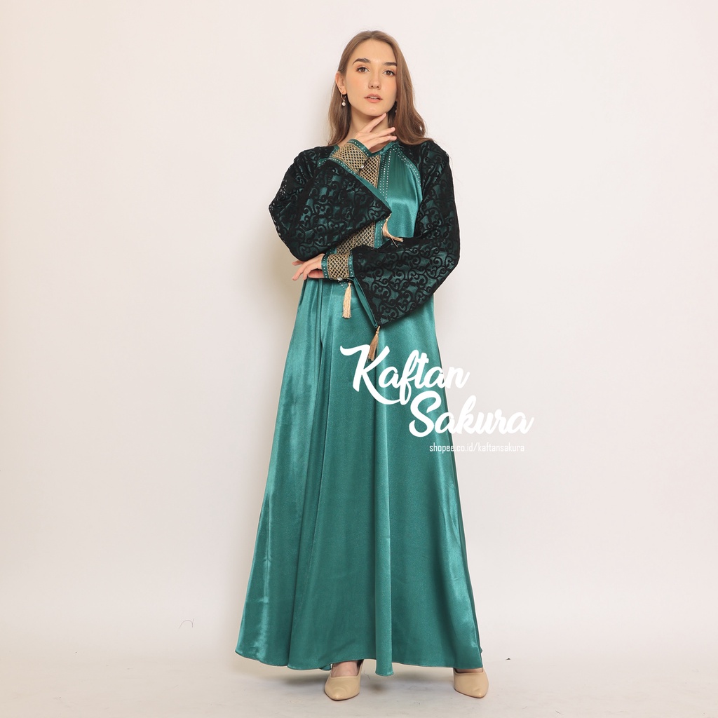 GAMIS MAURA DRESS PREMIUM SILK TILE + PAYET , COD GAMIS PESTA SATIN MEWAH MUSLIM