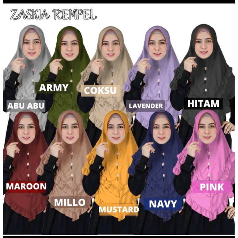 JILBAB INSTAN JERSEY REMPEL BAHAN JERSEY JILBAB KEKINIAN