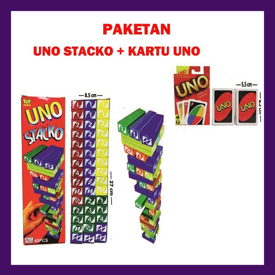 Sekawantoys Mainan anak Paketan Uno Stacko Dan Card/Kartu Uno TERMURAH!! (SKW.0149A)