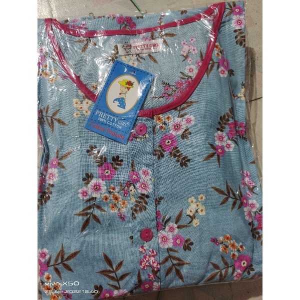Piyama Cp set celana panjang Katun Motif Bunga Pretty girl-KODE 25C