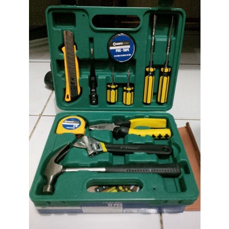 Hand Tool Kit  Kunci Set 12pcs Alat Perkakas Pertukangan 12 in 1 Tool Set Tool Box