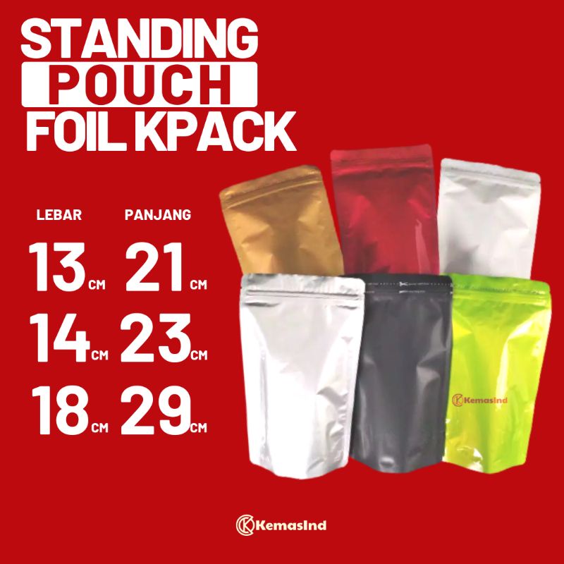 [ECER] Standing Pouch Alumunium Warna / Full Foil Kpack 13x20 13x21 13 x 20 13 x 21 250Z